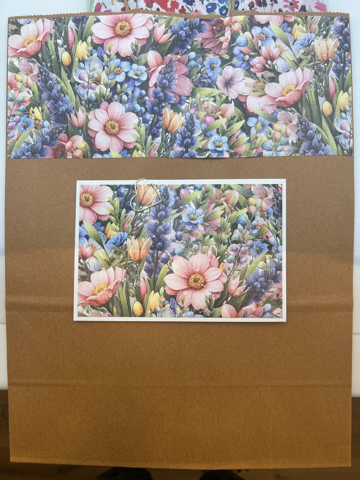 Wildflower Gift Bag with Matching Card — Handmade