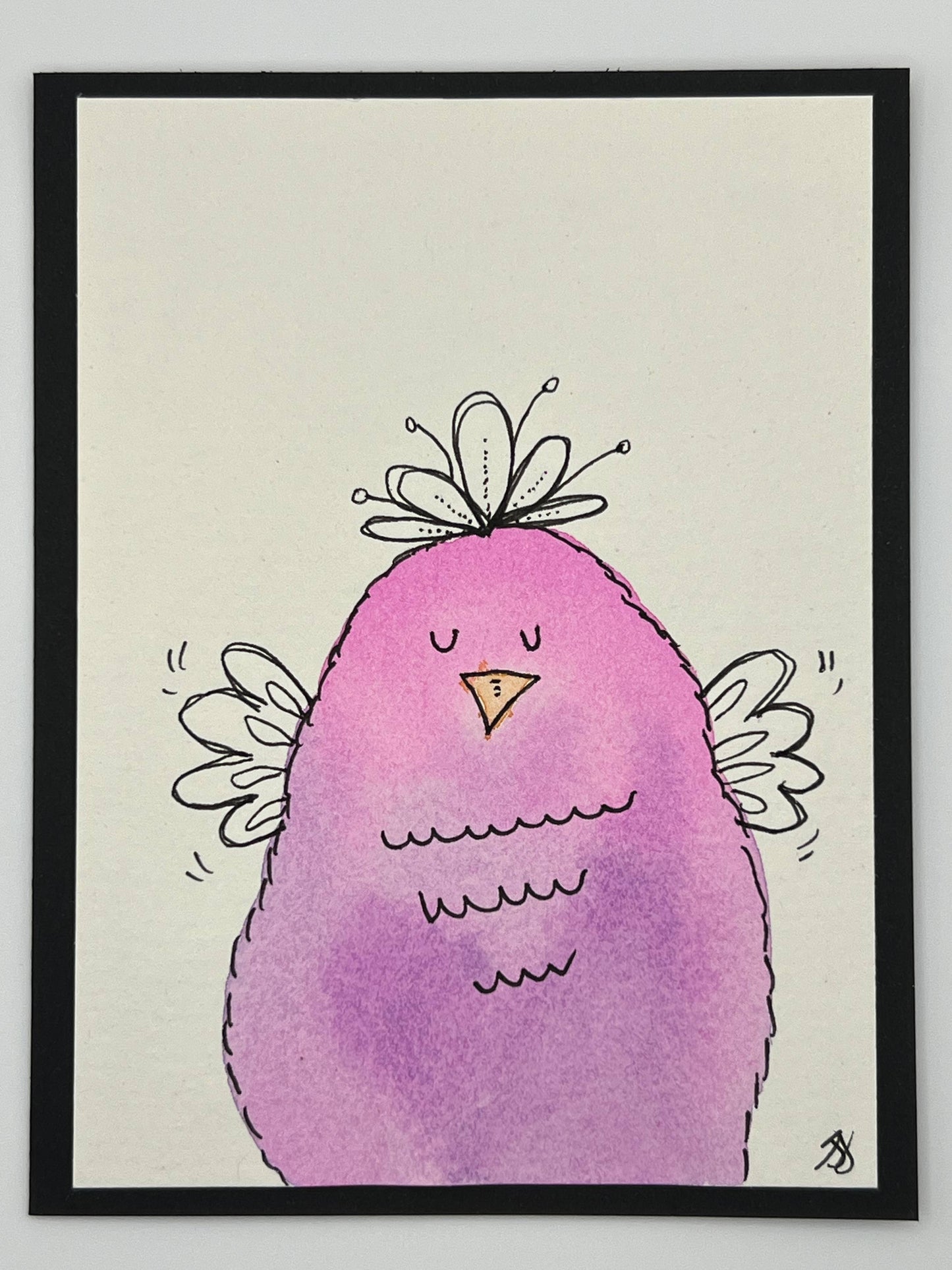 Watercolour Whimsy Card — Purple Plum Birdie