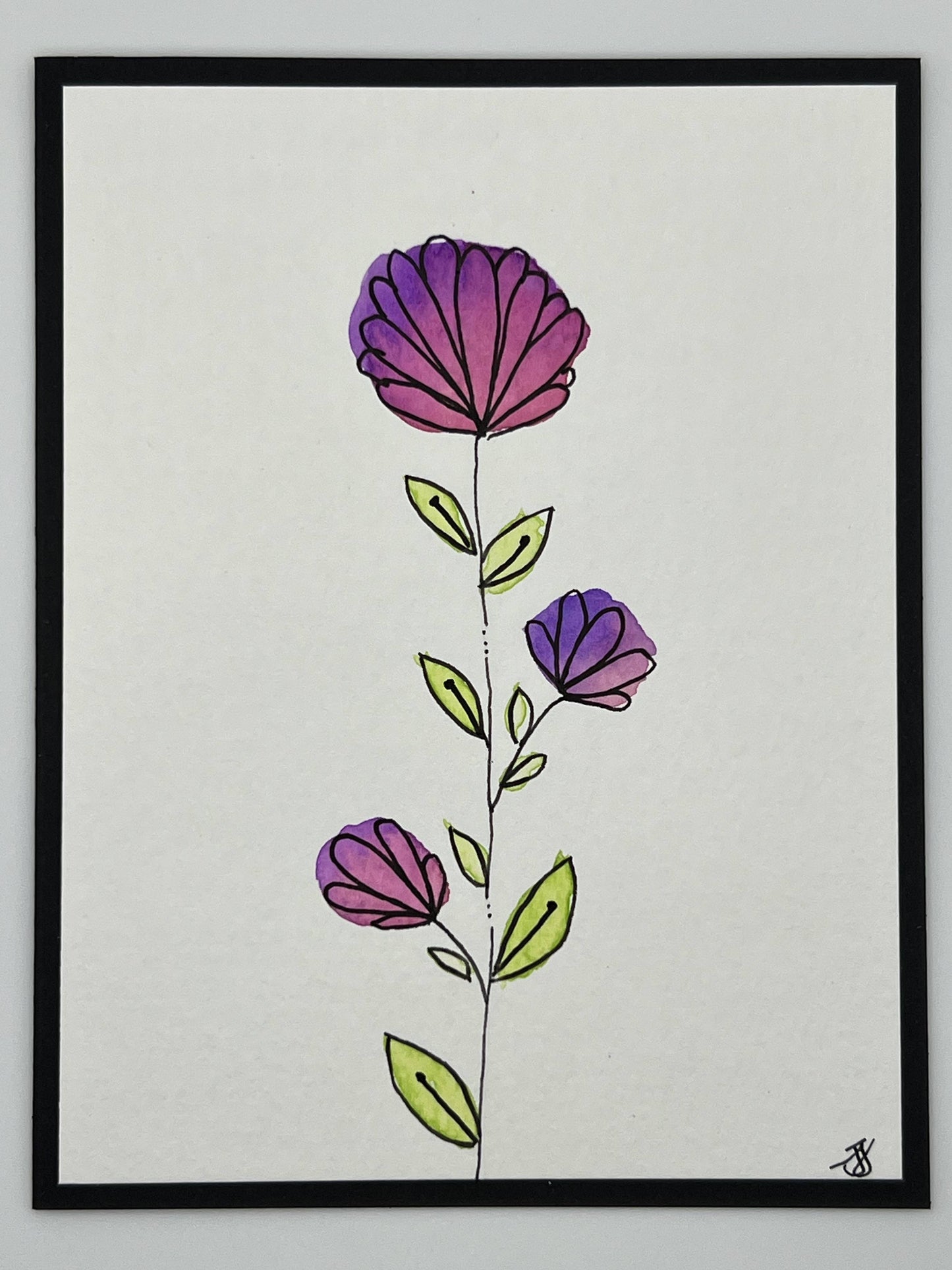 Watercolour Whimsy Card — Purple Blooms