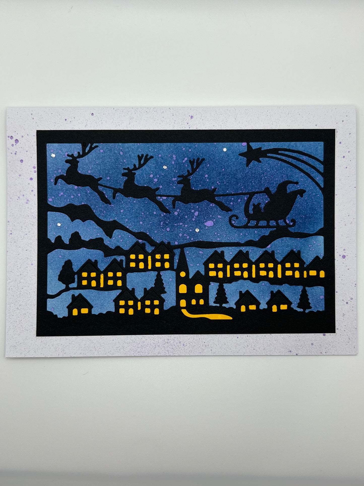 Santa's Sleigh Silhouette Christmas Card