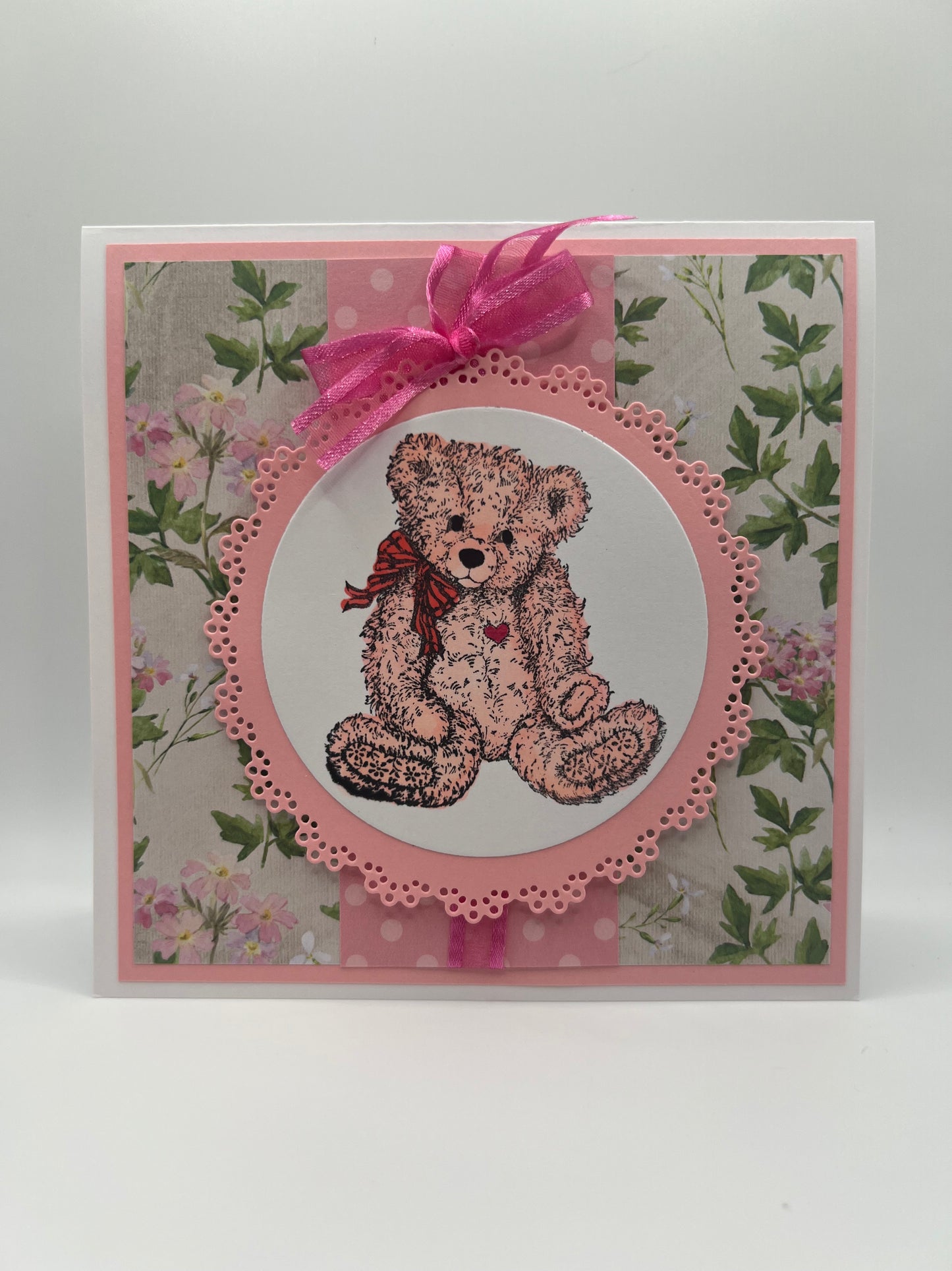 Pink Teddy Bear Birthday Card
