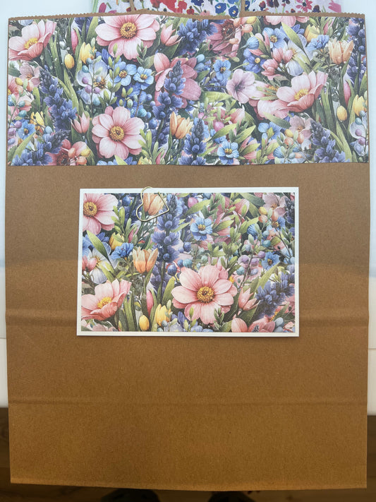Wildflower Gift Bag with Matching Card — Handmade