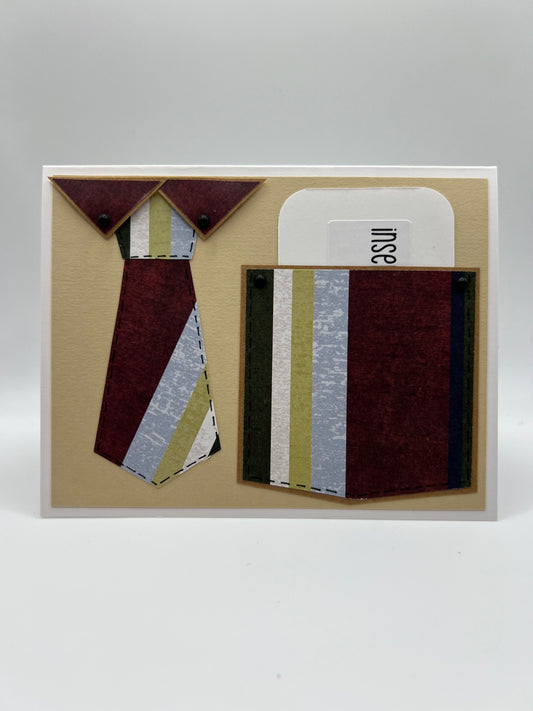 Burgundy tie gift card holder front