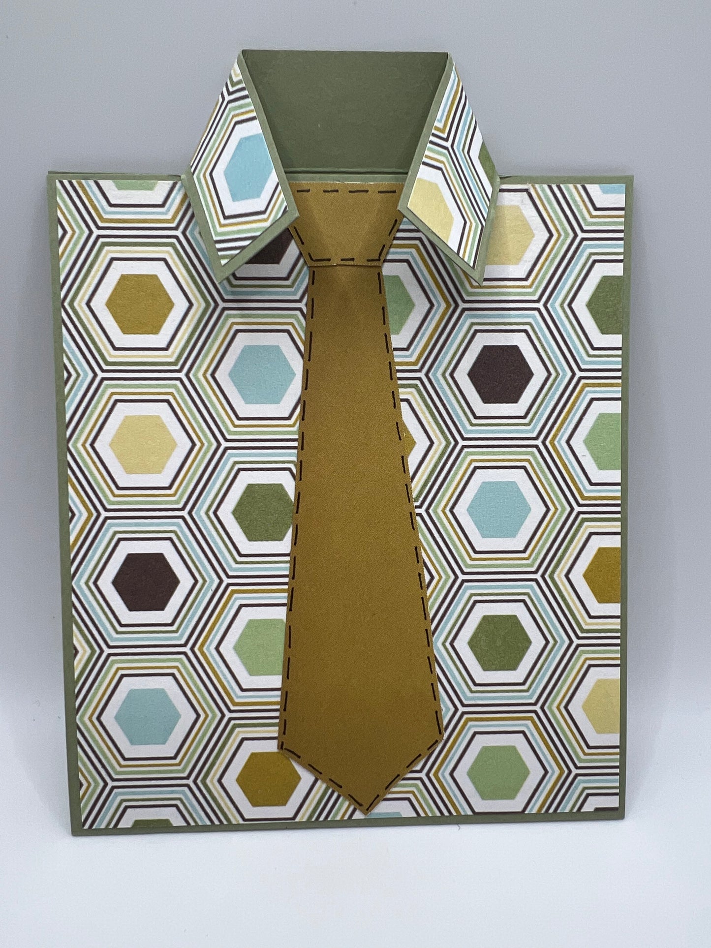 Hexagon pattern shirt and tie Father's Day card front