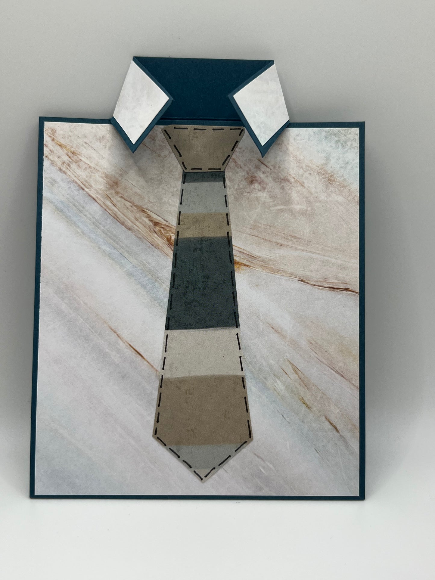 Marble shirt and striped tie Father's Day card front