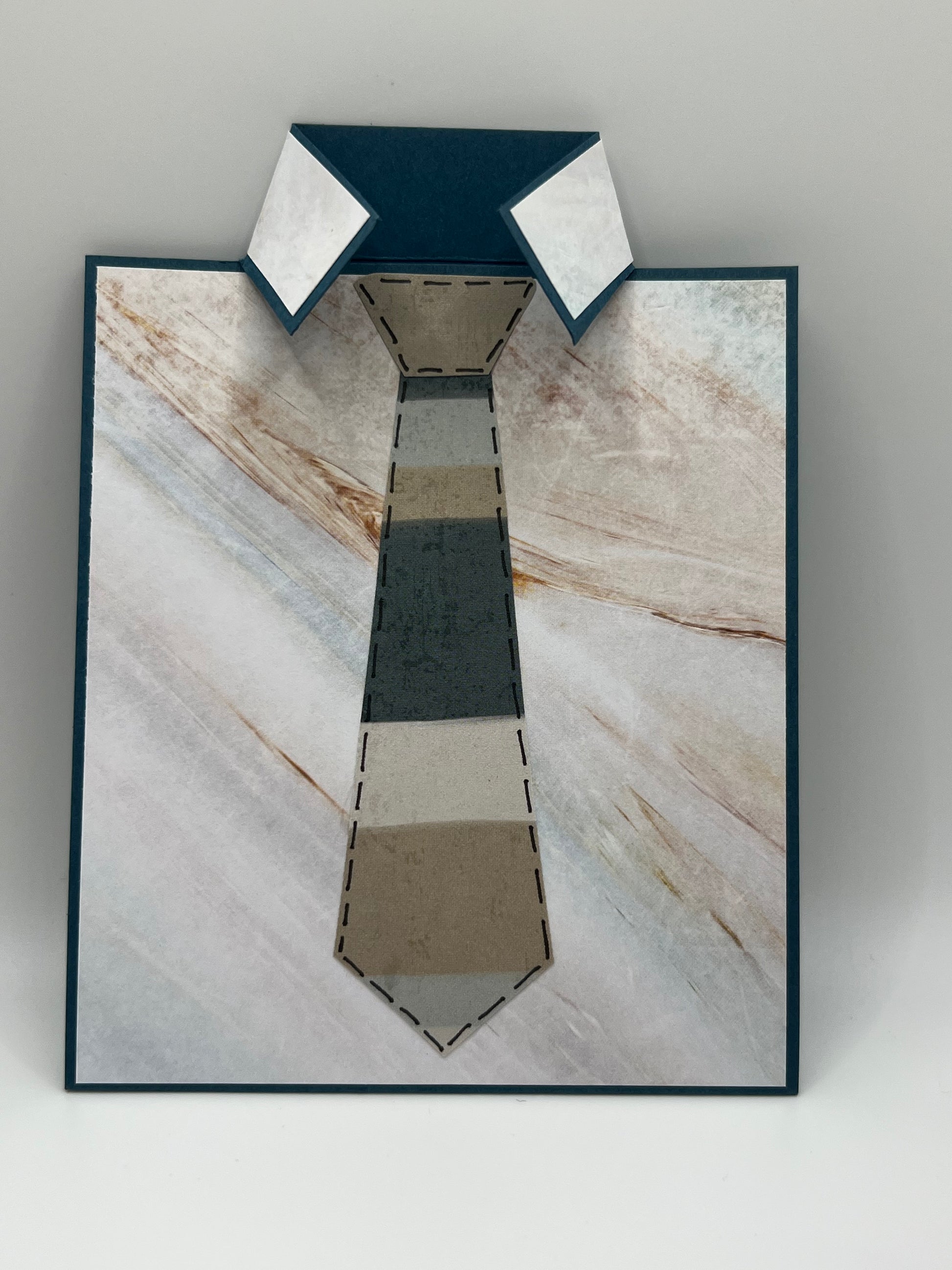 Marble shirt and striped tie Father's Day card front