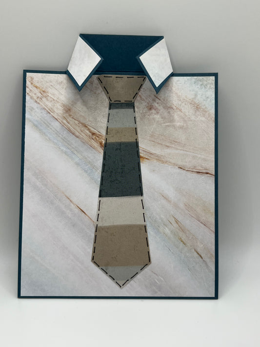 Marble shirt and striped tie Father's Day card front