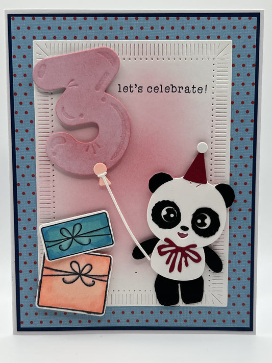 Panda 3rd Birthday Card | Let's Celebrate