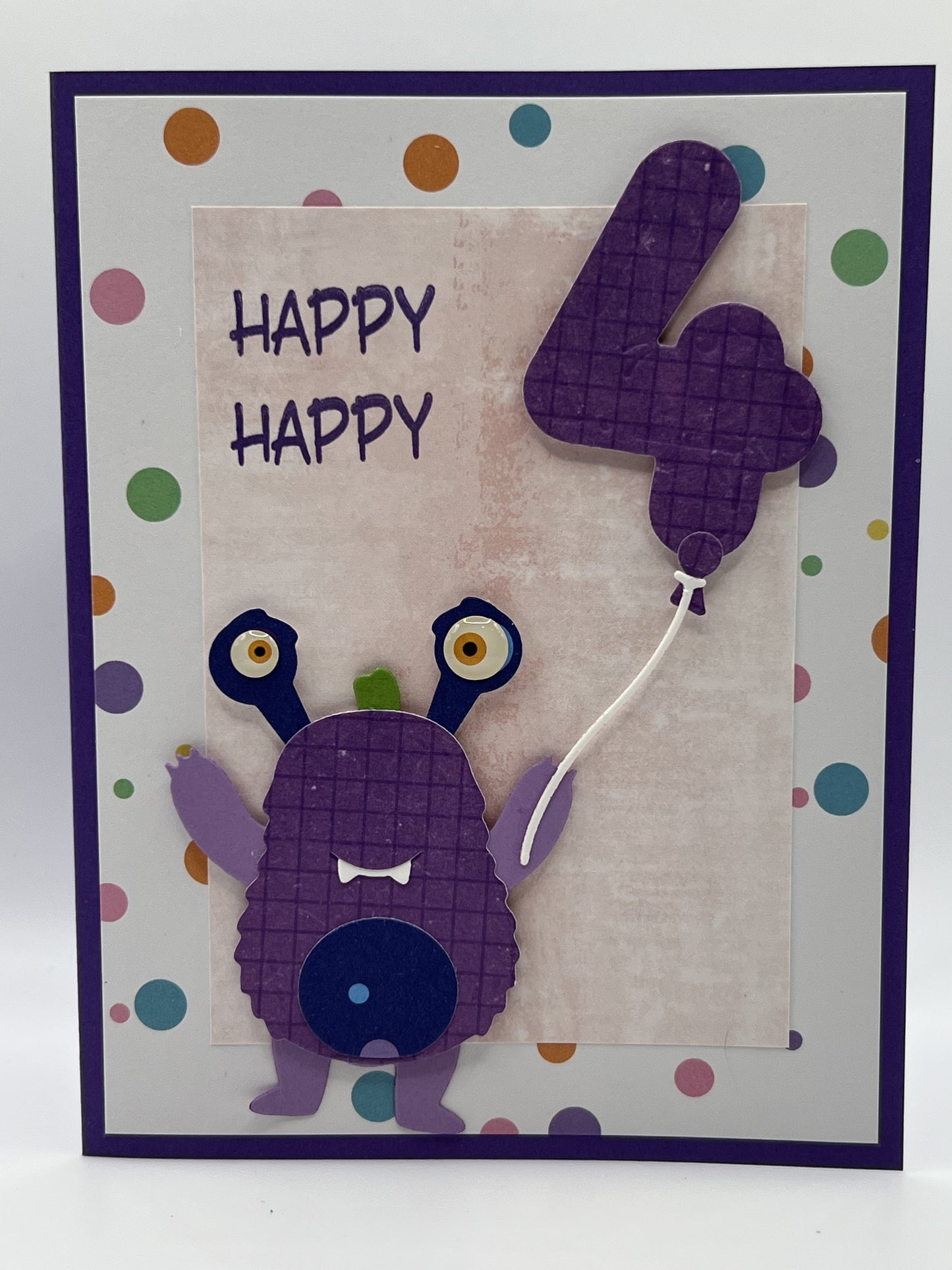 Monster 4th Birthday Card | Happy Happy Birthday