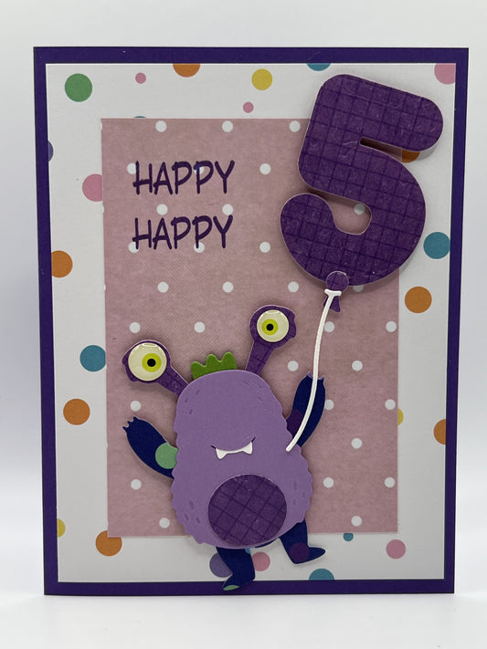 Monster 5th Birthday Card | Happy Happy Birthday