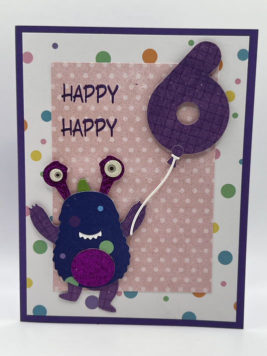 Monster 6th Birthday Card | Happy Happy Birthday