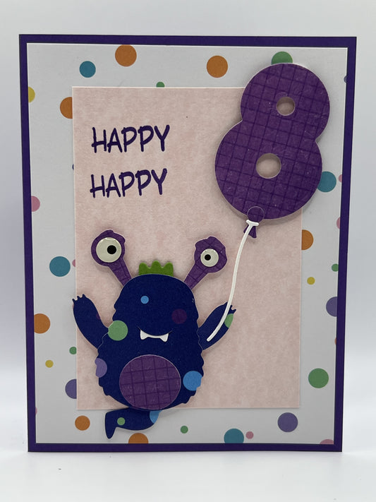 Monster 8th Birthday Card | Happy Happy Birthday