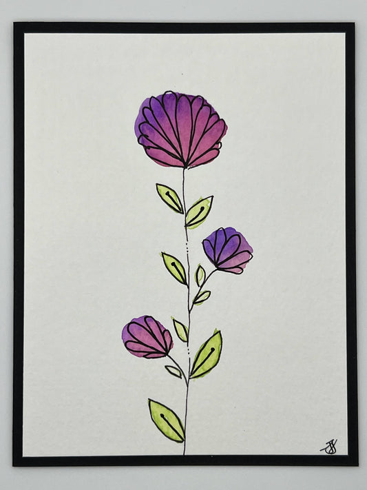Watercolour Whimsy Card — Purple Blooms