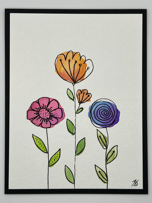 Watercolour Whimsy Card — Sunrise Blooms