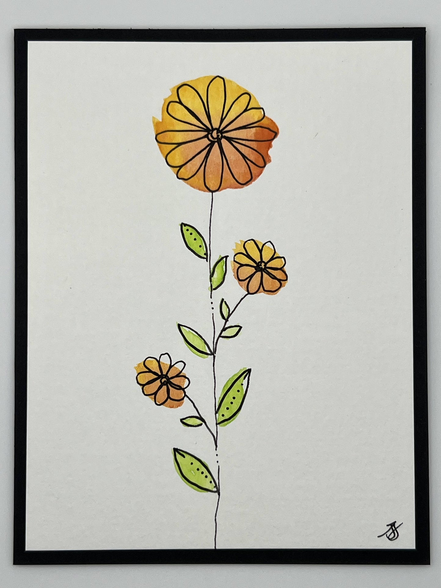Watercolour Whimsy Card — Golden Blooms