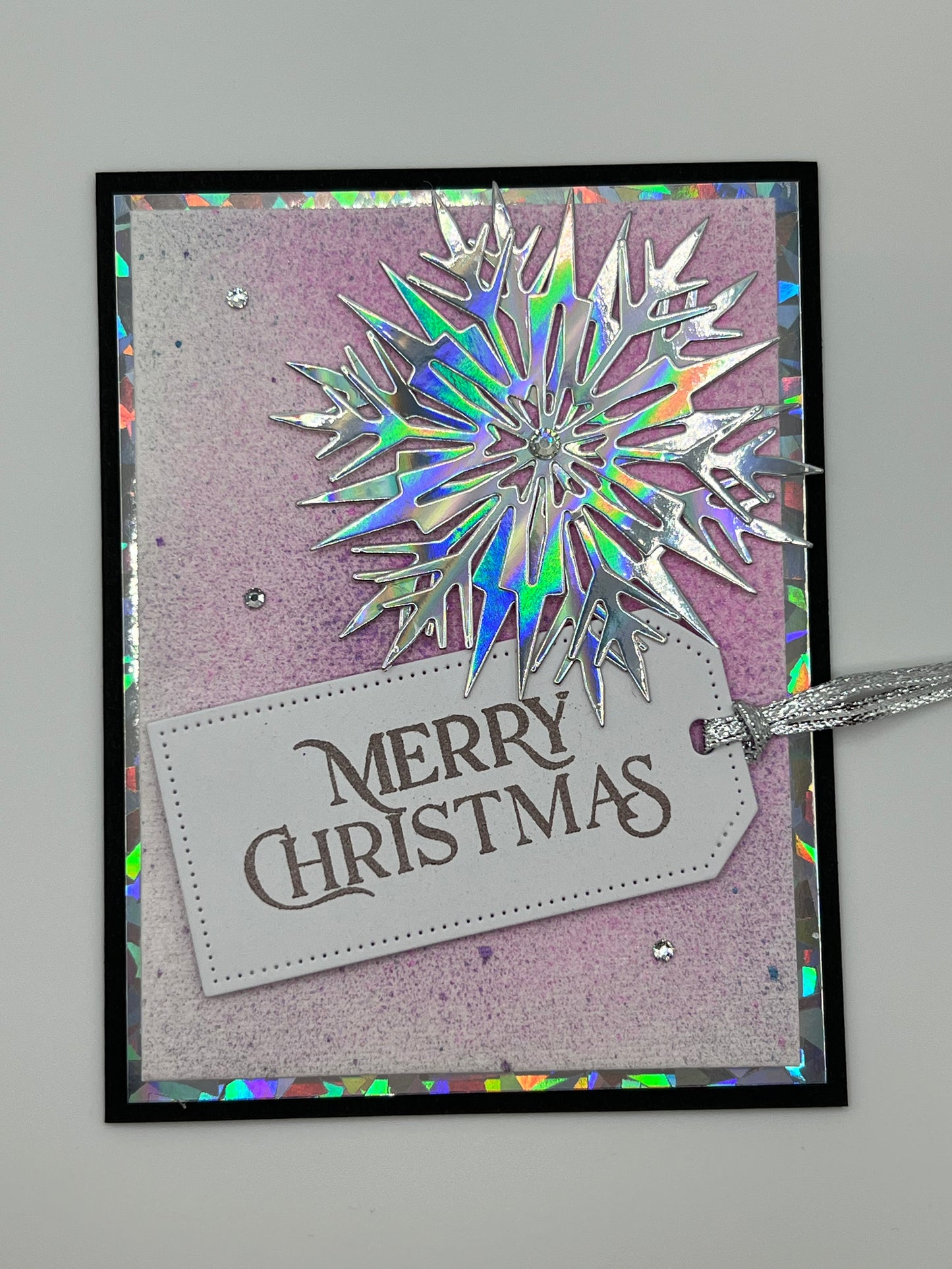 Iridescent Snowflake Christmas Card – Lavender (1 of 2)