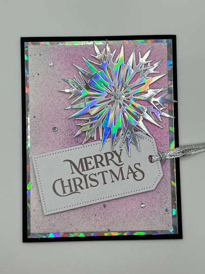 Iridescent Snowflake Christmas Card – Lavender (1 of 2)