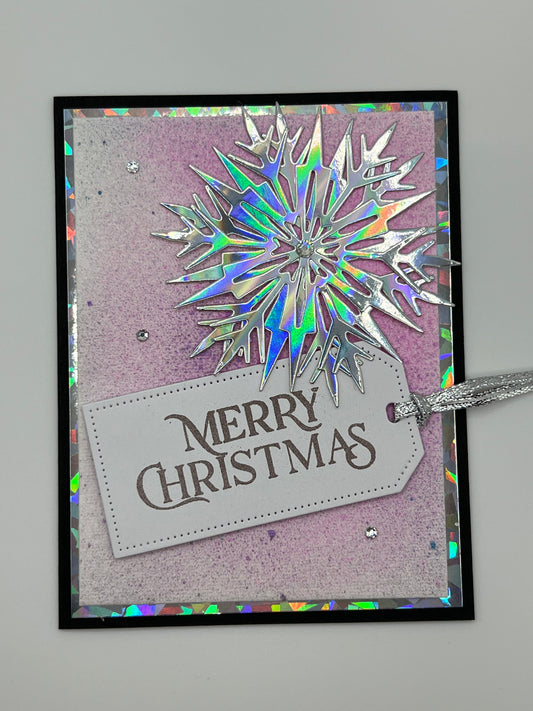Iridescent Snowflake Christmas Card – Lavender (1 of 2)