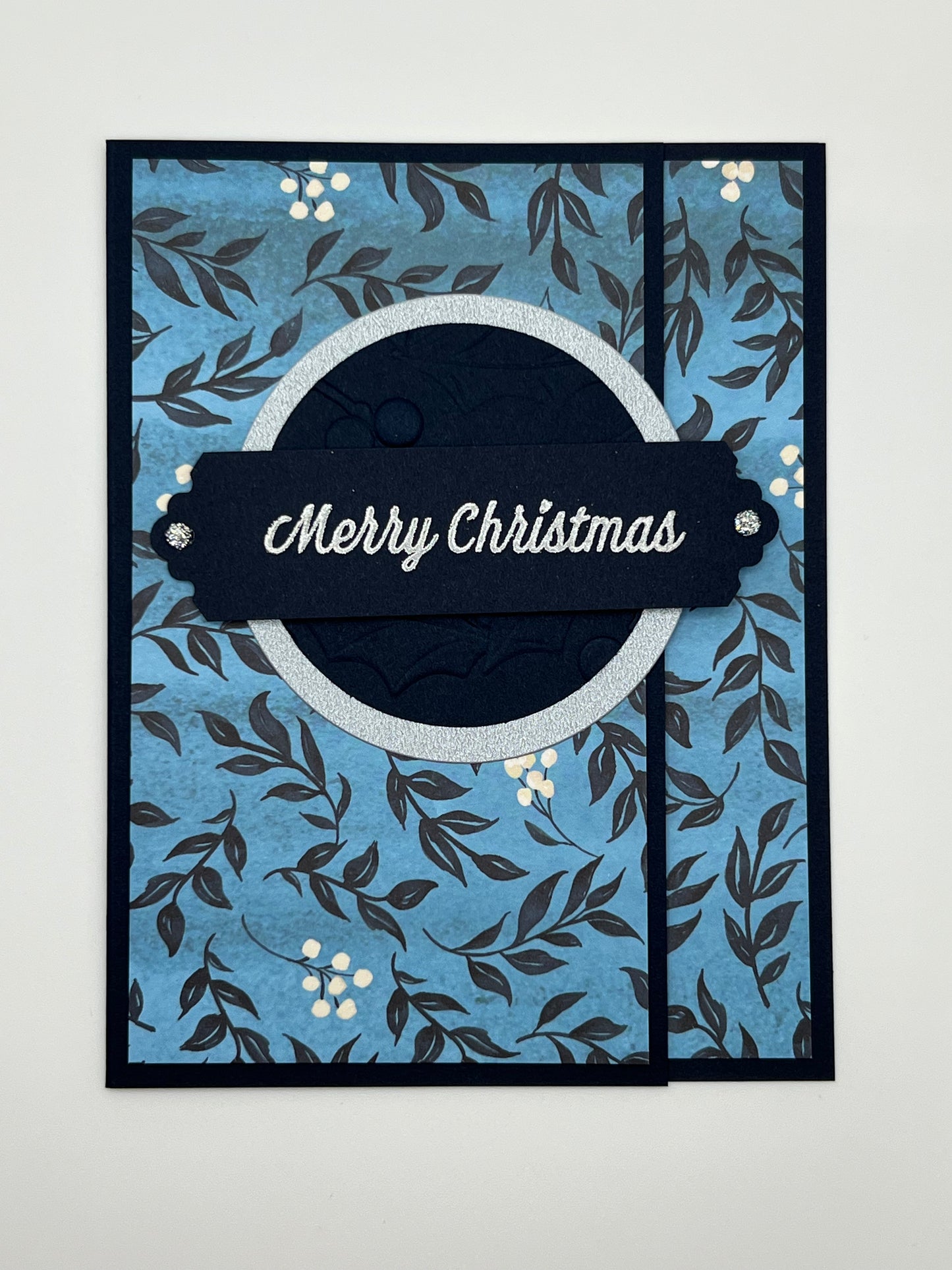 Blue & Black Leaf Christmas Card
