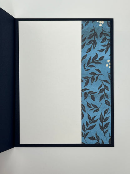 Blue & Black Leaf Christmas Card