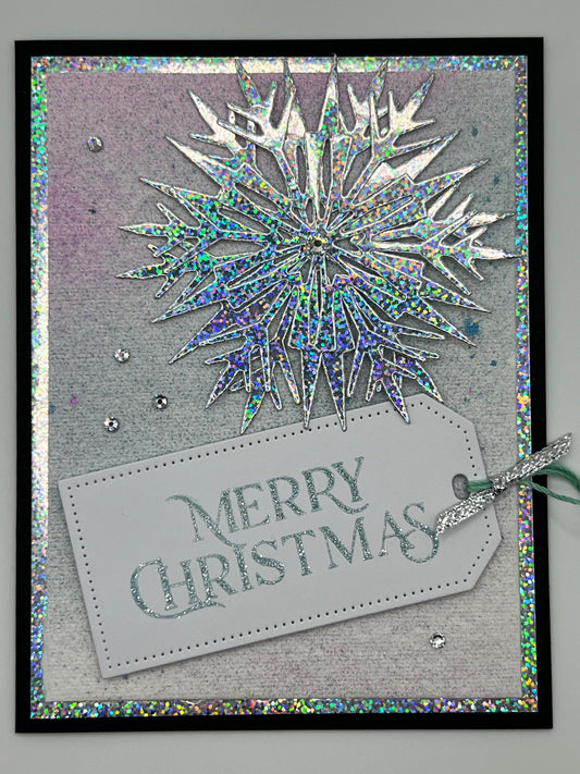 Iridescent Snowflake Christmas Card – Silver