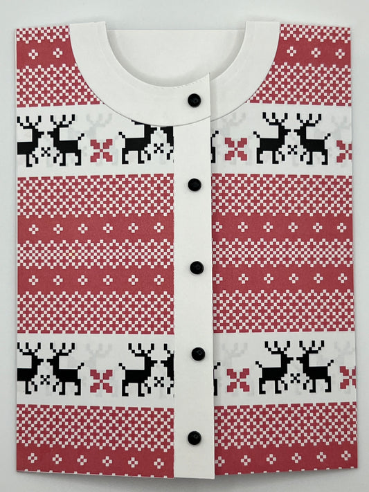 Reindeer Sweater Shaped Christmas Card