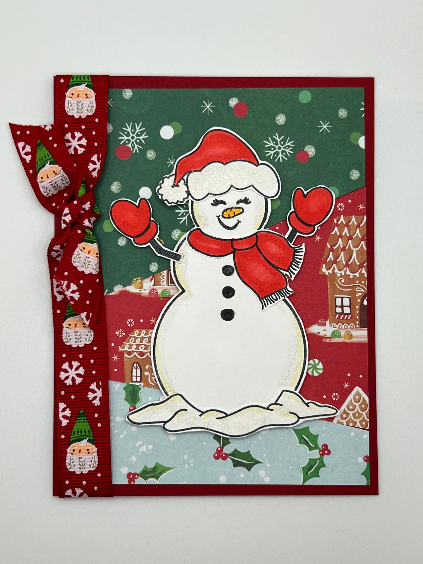 Snowman & Gingerbread Village Christmas Card